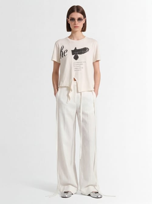 Ann Demeulemeester: Anneke蜡涂层棉质阔腿裤