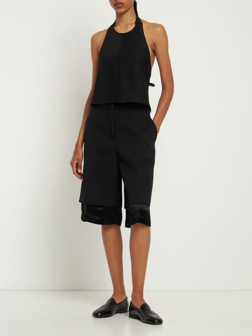 Jil Sander: 羊毛斜纹&绸缎百慕大短裤