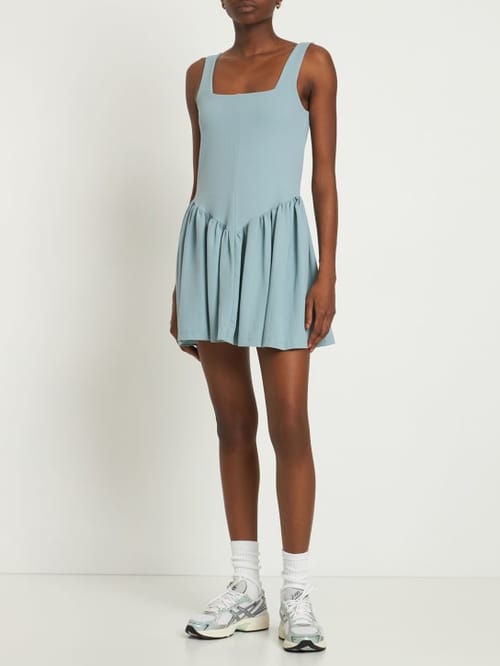 Marysia: Vestido corto acampanado elástico