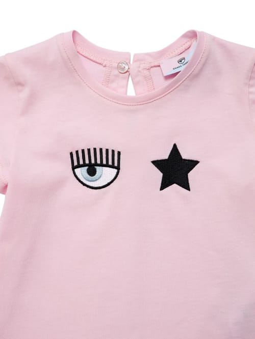 Chiara Ferragni: Logo刺绣棉质平纹针织T恤