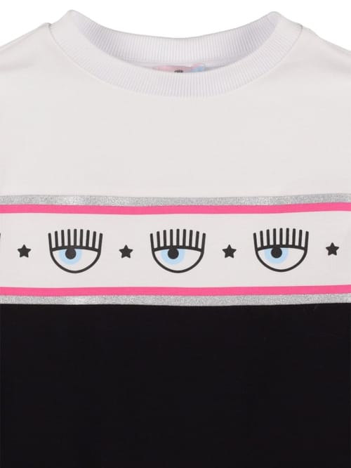 Chiara Ferragni: Logo印花混棉平纹针织连衣裙