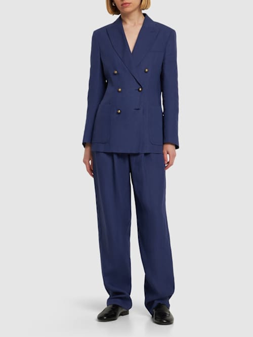 Giorgio Armani: 双排扣亚麻西服夹克