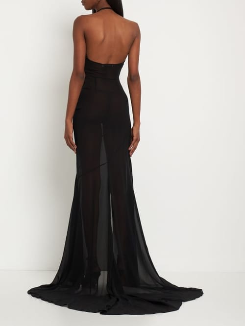Alessandra Rich: Silk long dress with slit