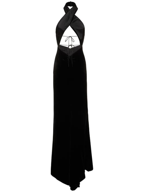 Alessandra Rich: Vestido largo cut out con cuello halter