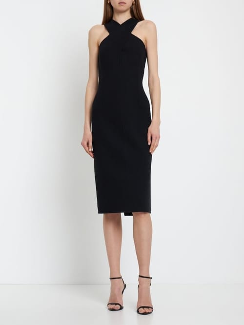 Michael Kors Collection: Wool midi dress with crossover neckline