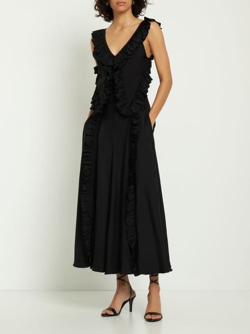 Jil Sander: Vestido largo con volantes