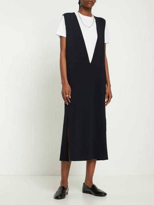 Jil Sander: Vestido largo sin mangas con escote en V