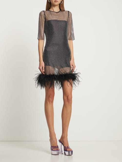 Giuseppe Di Morabito: Mini dress with crystals and feathers