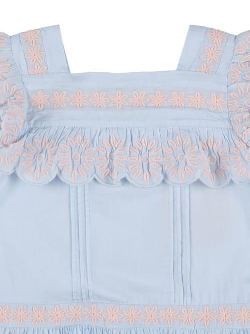 Stella McCartney Kids: 刺绣有机棉薄纱连衣裙