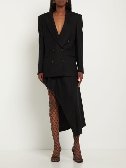Stella McCartney: 不对称粘胶纤维绉纱迷笛半身裙