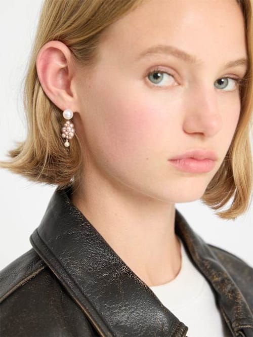 Sophie Bille Brahe: 14kt黄金&珍珠Botticelli玫瑰耳环