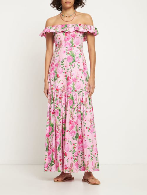 Borgo De Nor: Vestido largo de algodón con volantes