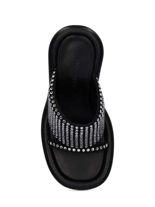 JW Anderson: 90毫米Bumper皮革&水晶穆勒鞋