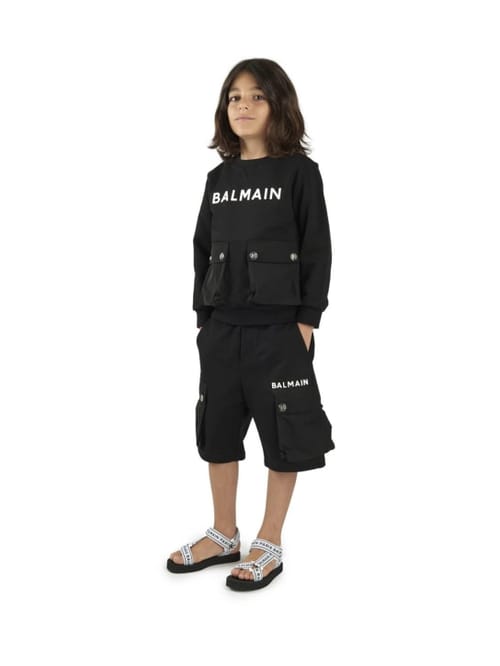 Balmain: Logo有机棉工装短裤