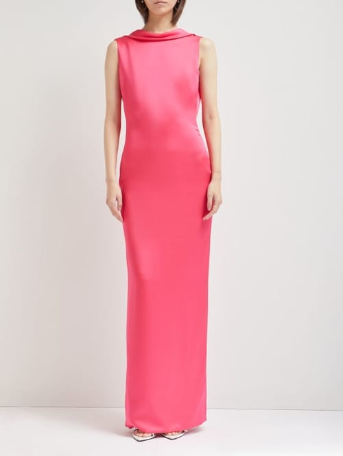 Versace: Vestido largo con espalda drapeada