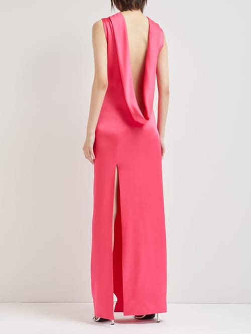 Versace: Vestido largo con espalda drapeada