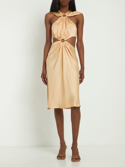 Stella McCartney: Midi-Satinkleid mit Cut-outs