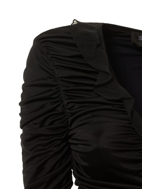 Blumarine: Ruched mini dress with ruffles