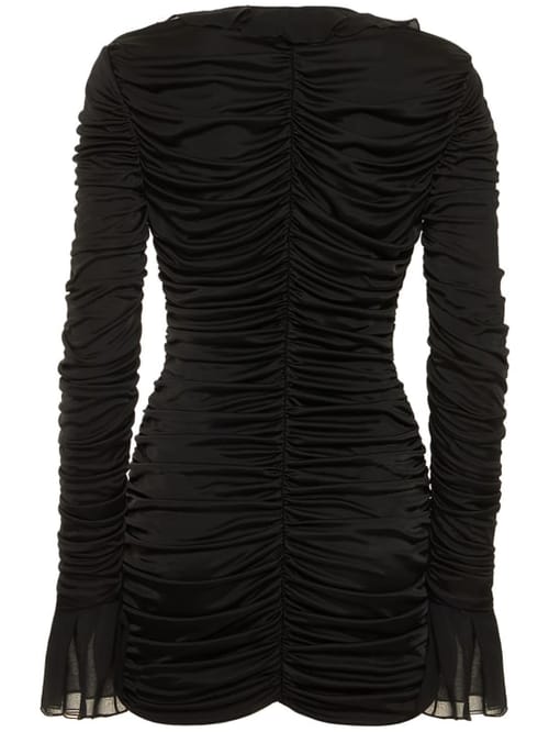 Blumarine: Ruched mini dress with ruffles