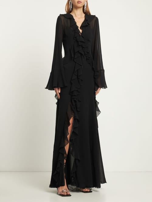 Blumarine: Cotton and silk-blend dress with ruffles