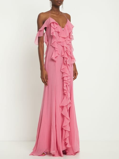 Blumarine: Cotton and silk-blend maxi dress with ruffles