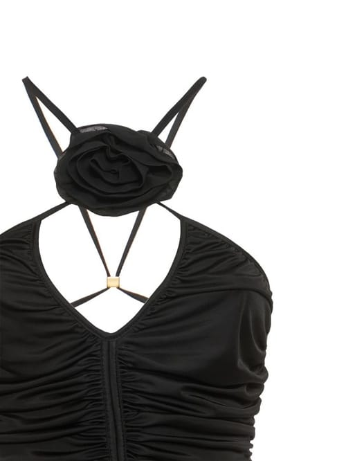 Blumarine: Ruched mini dress with ruffles