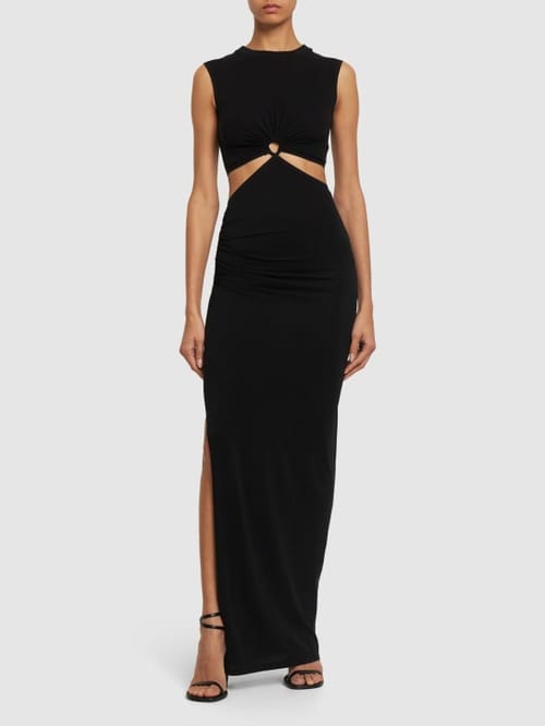 Nensi Dojaka: Vestito lungo in cupro con cut-out
