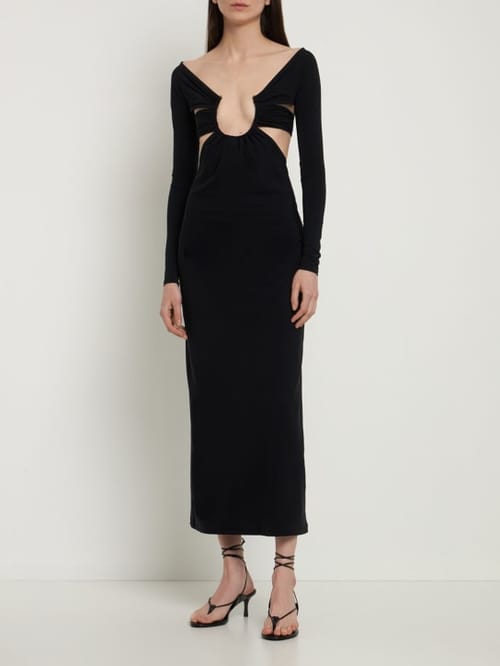 Christopher Esber: Vestido largo de punto elástico con aberturas