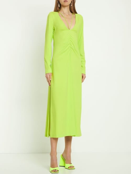 Saks Potts: Robe midi froncée à col V