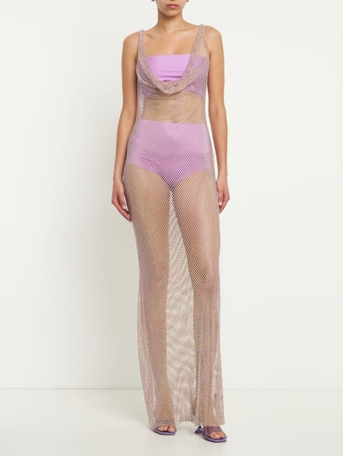Giuseppe Di Morabito: Long mesh dress with crystals