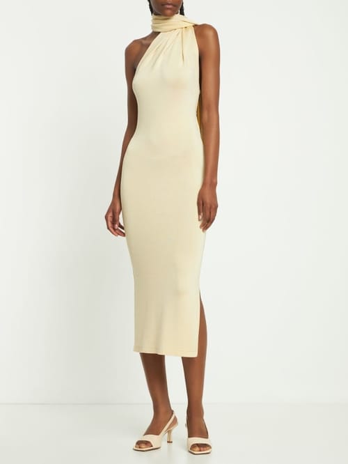 Aya Muse: One-shoulder draped midi dress
