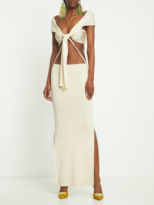 Aya Muse: Ribbed knit cut-out maxi dress