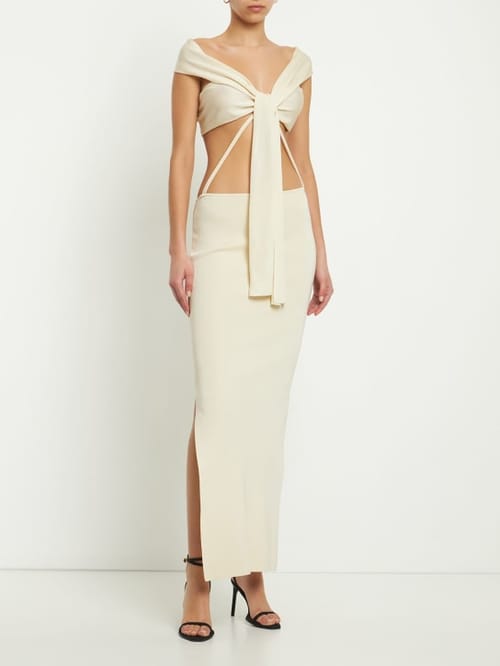 Aya Muse: Ribbed knit cut-out maxi dress