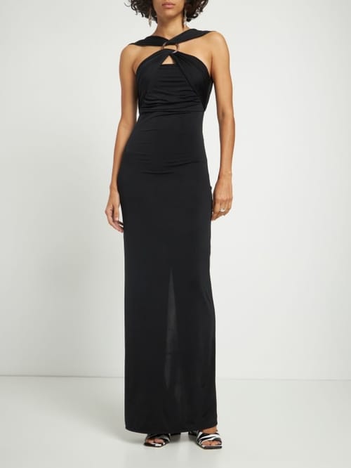 The Attico: Draped maxi dress with ring