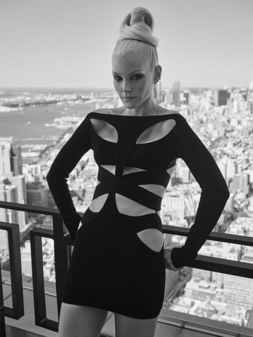 Dundas: Knit mini dress with cut-outs