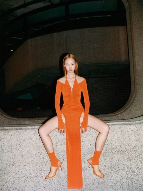 Dion Lee: Ruched maxi dress with slits