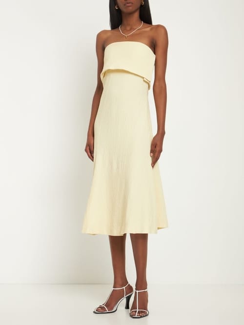 Bite Studios: Strapless flared midi dress