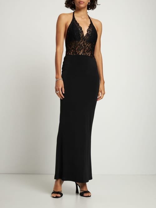 Musier Paris: Vestido largo halter con encaje