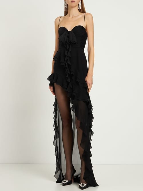 Alessandra Rich: Silk maxi dress with ruffles