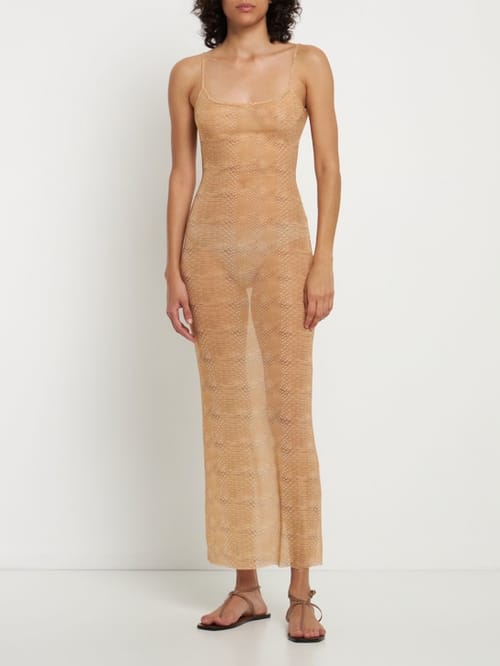 Weworewhat: Vestito lungo in tulle stretch animalier