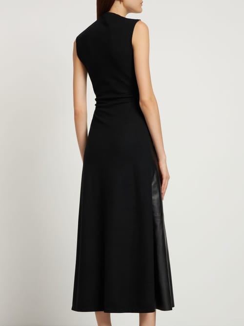 Gauchere: Lambskin leather long dress