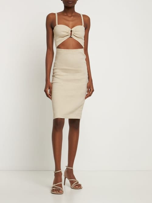 Anemos: Linen sheath dress with cut-out