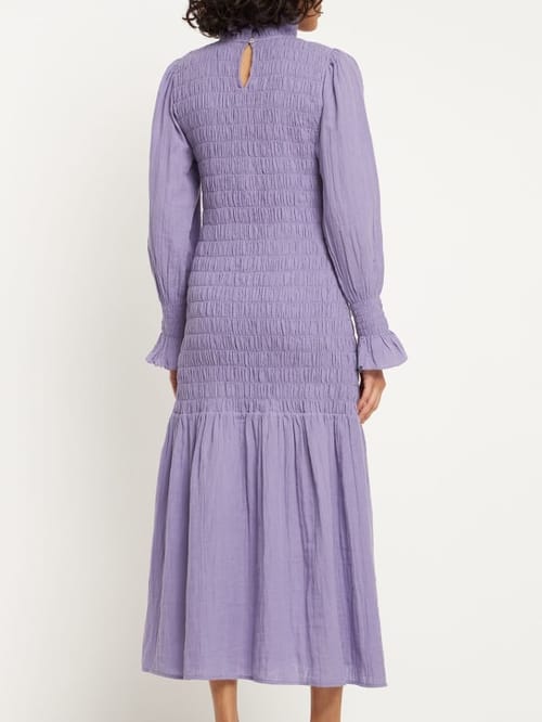 Maria de la Orden: Midikleid aus Baumwolle mit Smokdetails