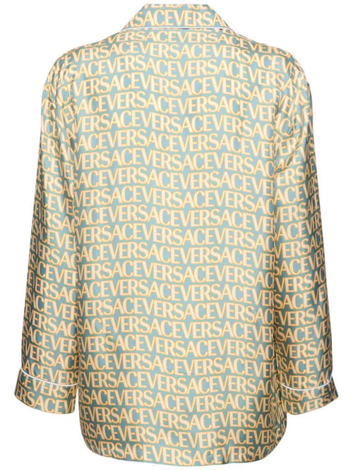 Versace: Monogram印花真丝斜纹衬衫