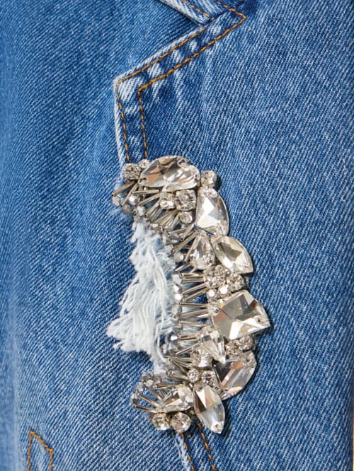 Area: Robe blazer en denim avec cristaux