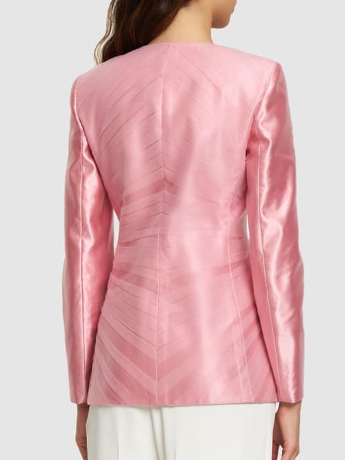 Giorgio Armani: V领真丝拉链开合西服夹克