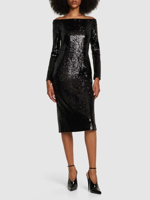 Gauchere: Robe midi à sequins