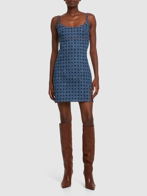 Giambattista Valli: Stretch denim mini dress with slit