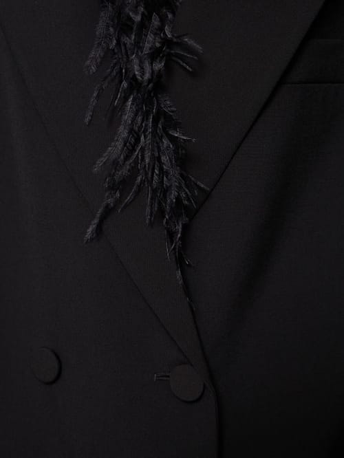 Valentino: 羽毛装饰双排扣羊毛大衣