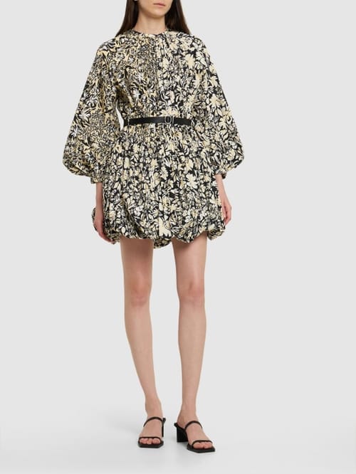 Jil Sander: Miniabito a motivo floreale con cintura